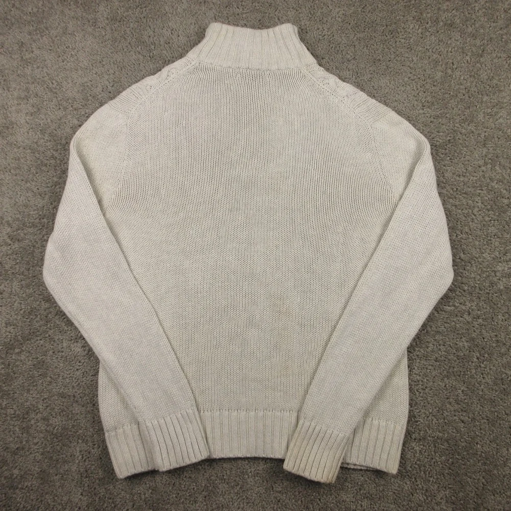 Banana Republic Sweater Mens XL Cream Cable Knit Fisherman 1/4 Button Mock Neck